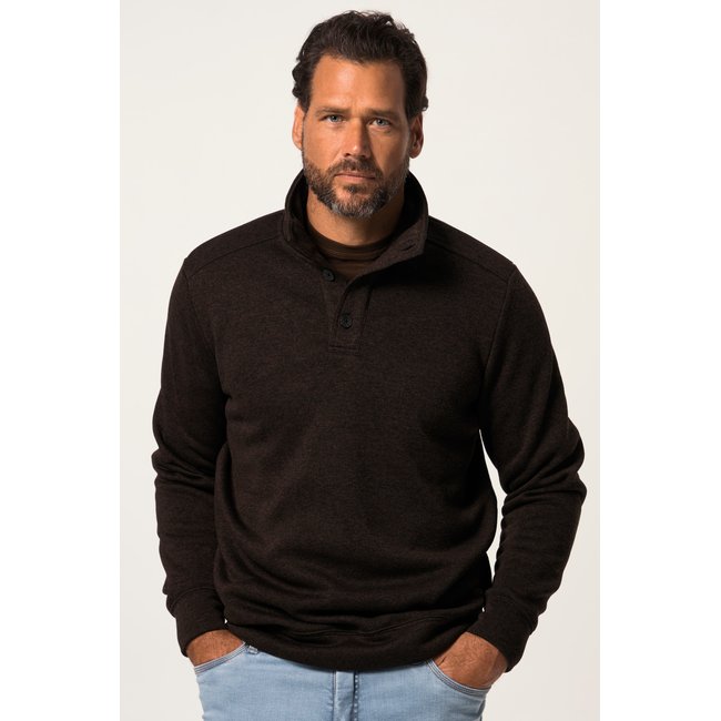 Pull à col camionneur boutonné marron foncé <span itemprop=