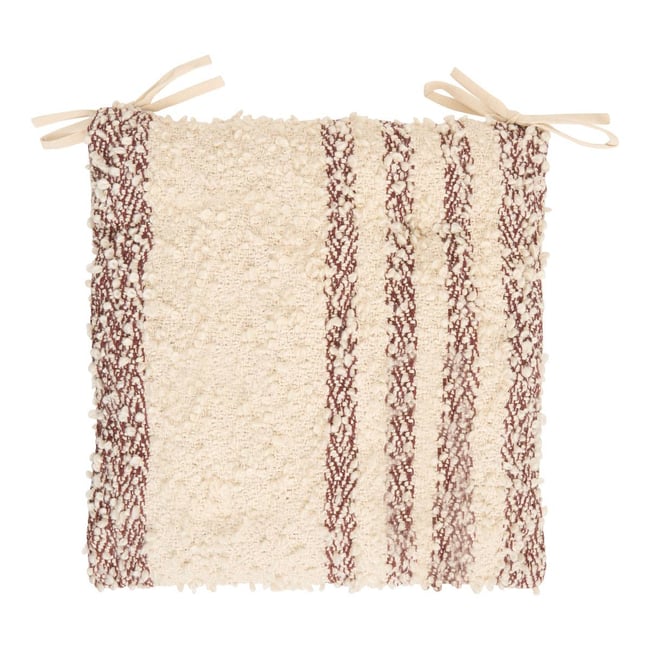 Galette de chaise carrée en coton BERYL marron tonka <span itemprop=