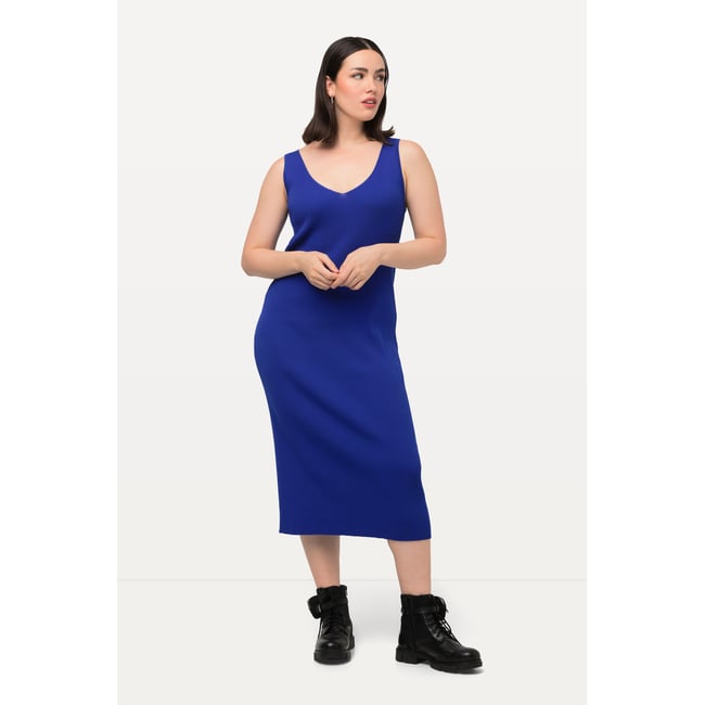 Robe en maille côtelée bleu azur <span itemprop=