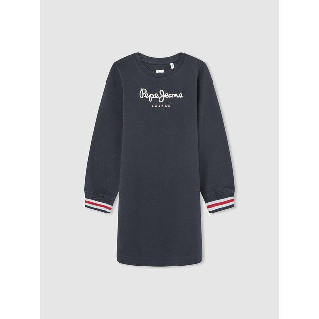 Vestido de mangas compridas, em moletão marinho <span itemprop=