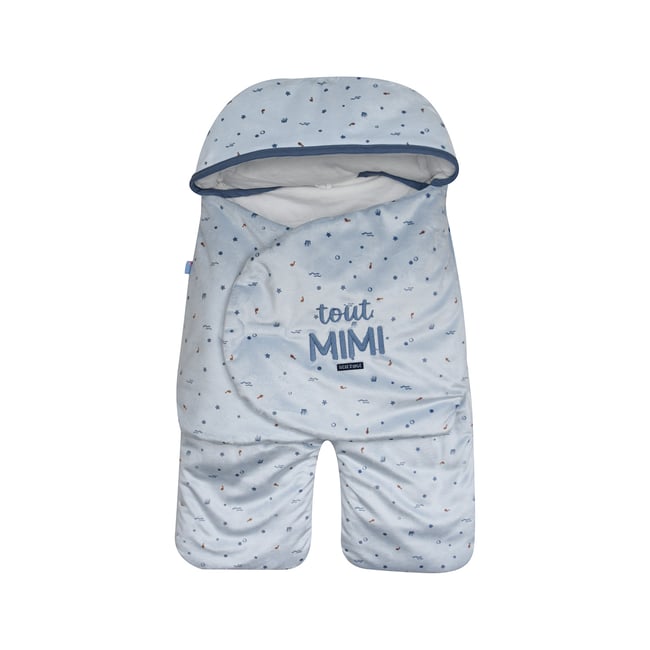 Nid de naissance milos velours doux avec jambe securite auto bleu <span itemprop=