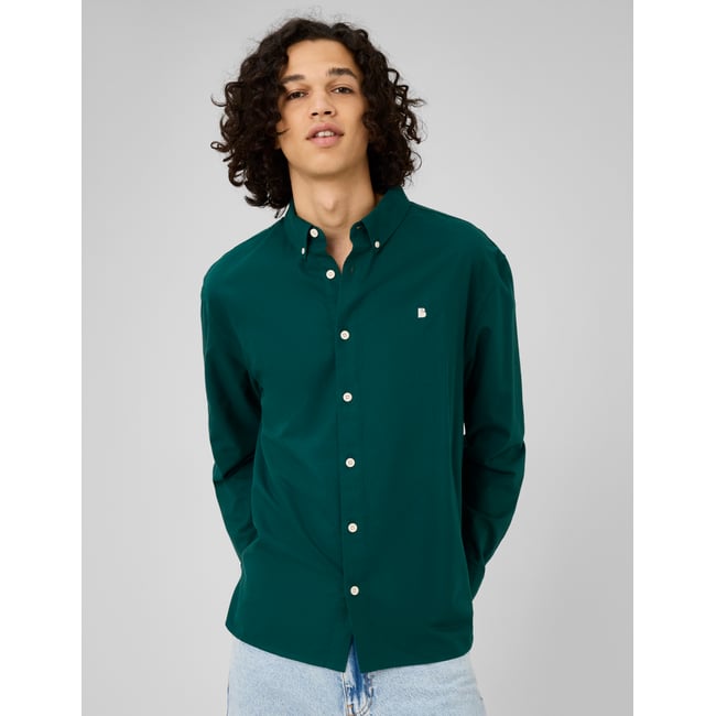 Chemise oxford unie vert <span itemprop=