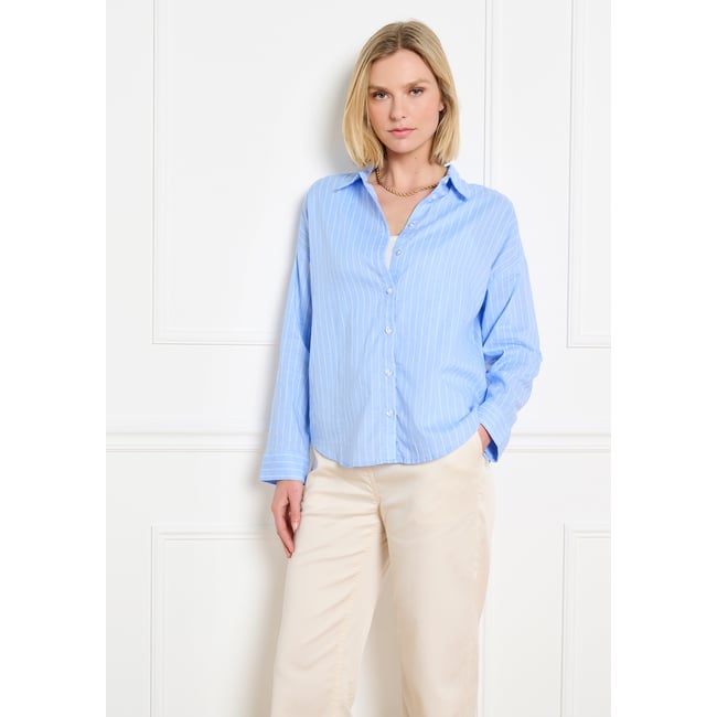 Chemise rayée décontractée blanc casse <span itemprop=