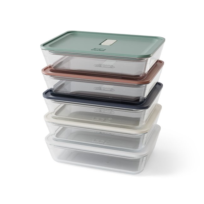 Lot de 5 lunch box en verre qui passe au four 600ml, Prep multicolore <span itemprop=