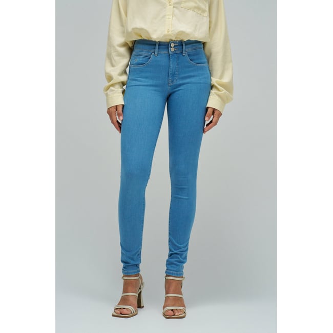 JEAN SECRET PUSH IN SKINNY SOFT TOUCH bleu turquoise <span itemprop=