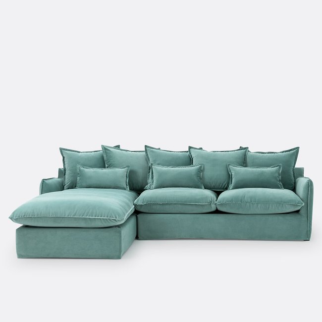 Sofá cama rinconero izquierdo de terciopelo, Odna - LA REDOUTE INTERIEURS