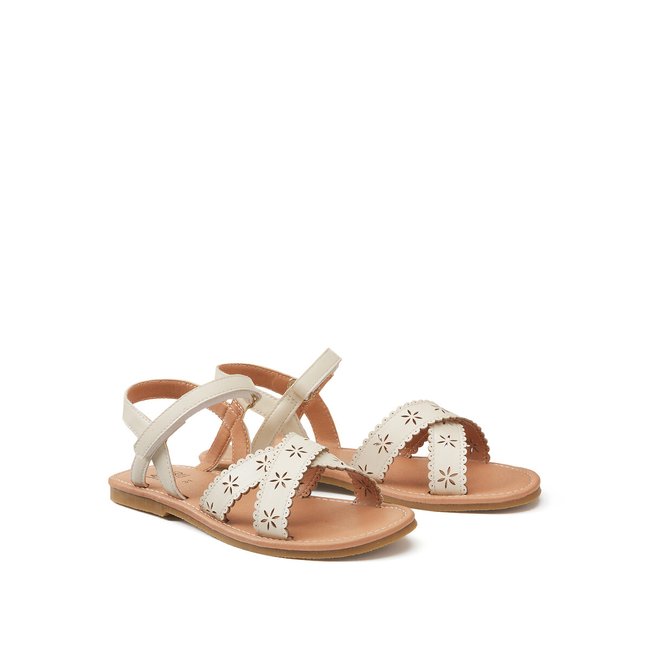 Kids Sandals with Touch 'n' Close Fastening ecru LA REDOUTE COLLECTIONS