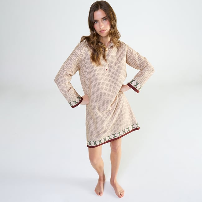 Chemise de nuit col classique en satin FASCINANTE - LAURENCE TAVERNIER