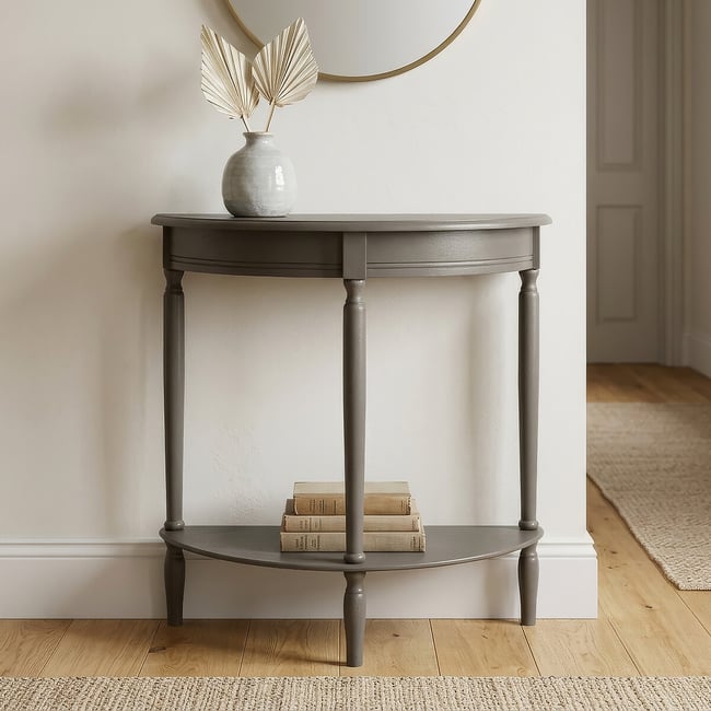 Amira Half Moon Side Table, brown/khaki, SO'HOME