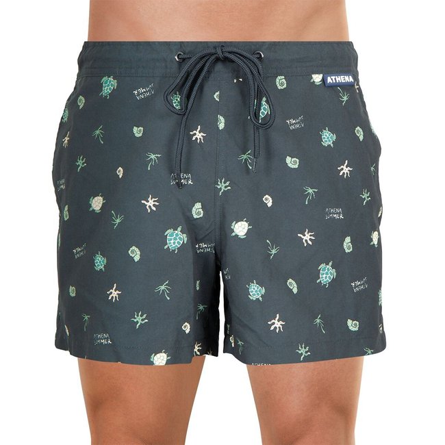 Calções curtos de banho estampados preto <span itemprop=