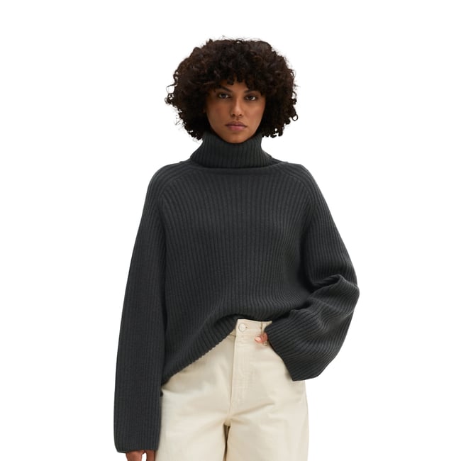 Pull à col roulé côtelé loose en doux mélange de laine vierge - MARC O'POLO