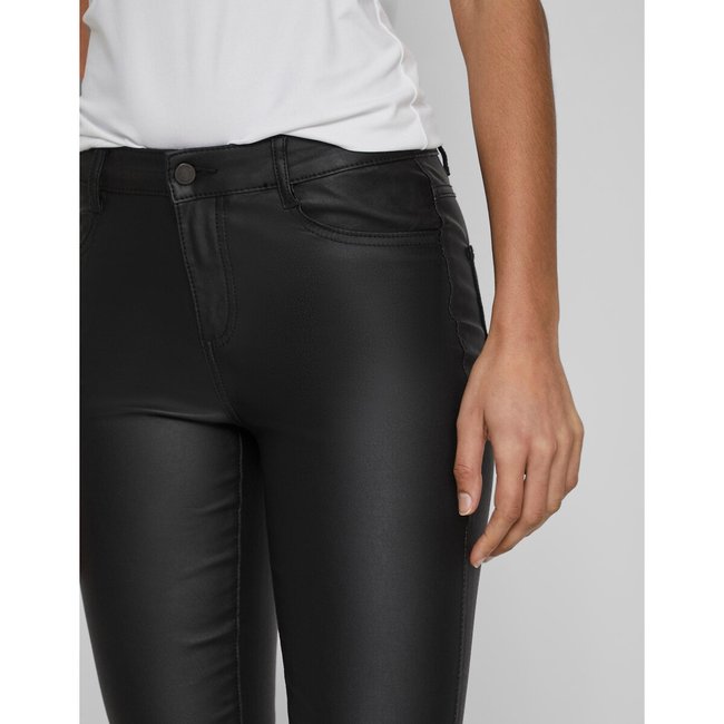 Slim fit trousers coated black Vila La Redoute