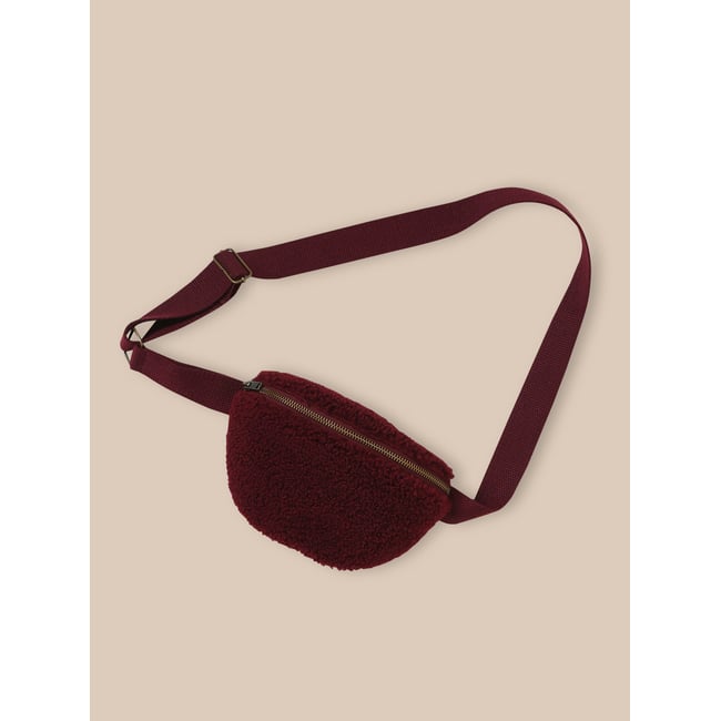 Sac banane en sherpa bordeaux <span itemprop=