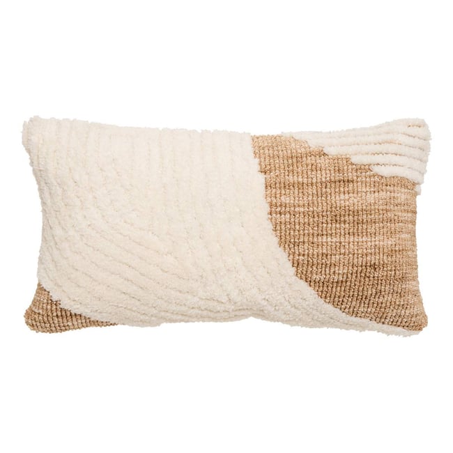 Coussin rectangulaire LOOMIA beige lin <span itemprop=