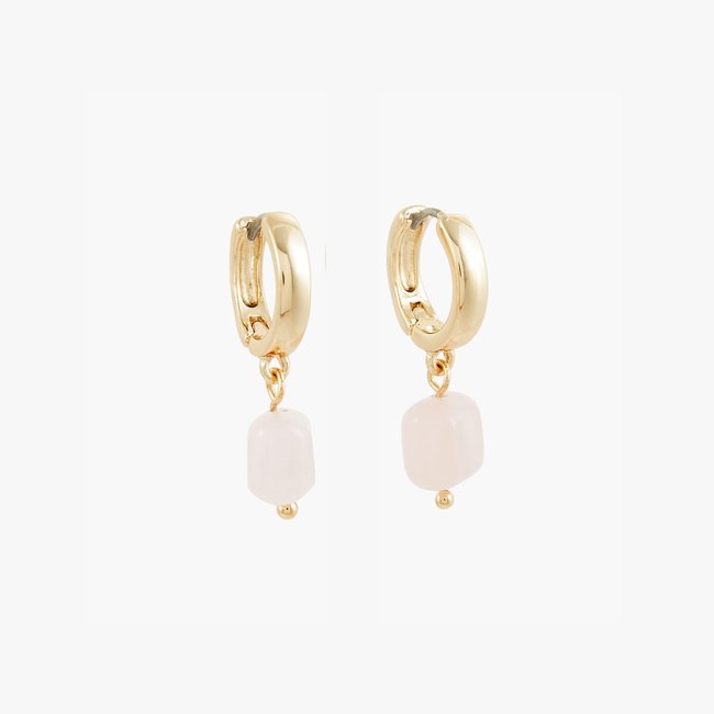Créoles Pierres Semi-précieuses rose <span itemprop=