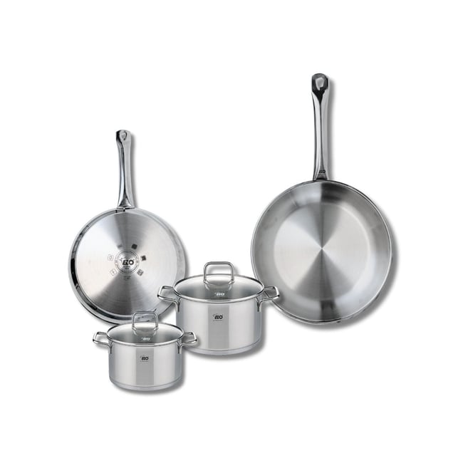 Batterie 2 poêles 24/28cm + 2 faitouts 14/16cm PROFI CITRIN gris <span itemprop=