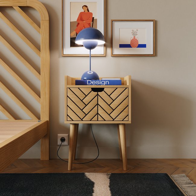 Table de chevet pin ALI Couleur bois_de_pin <span itemprop=