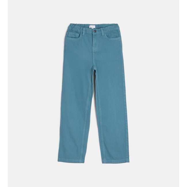 Pantalon vanger en twill bleu <span itemprop=