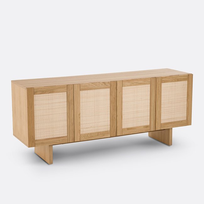 Credenza 4 ante impiallacciato rovere e vimini, Arty quercia LA REDOUTE INTERIEURS