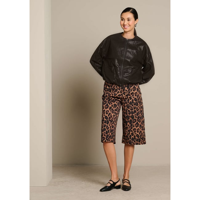 Bomber effet cuir zippé brun fonce chocolate <span itemprop=