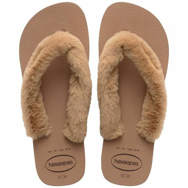 Chinelos Top Fluffy III rosa/dourado <span itemprop=