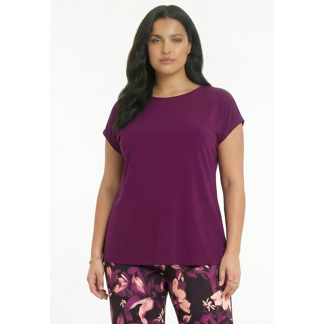 Débardeur évasée (manches) violet <span itemprop=