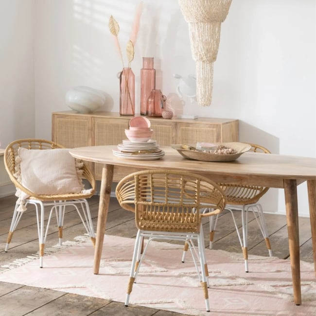 Table à manger ovale en manguier naturel 10 places L200 - CAMILA Couleur bois clair <span itemprop=