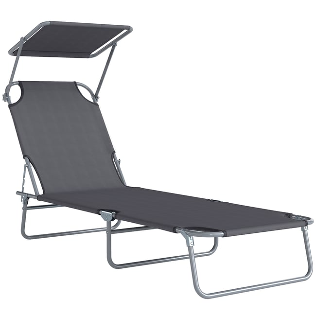 Chaise longue Métal Gris - OUTSUNNY