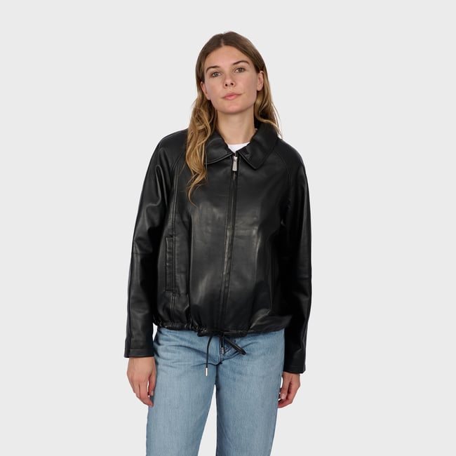 Blouson en cuir à col chemise MELROSE - OAKWOOD
