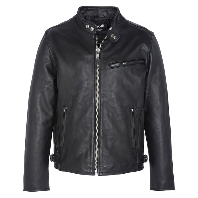 Blouson motard noir, cuir de vachette noir <span itemprop=