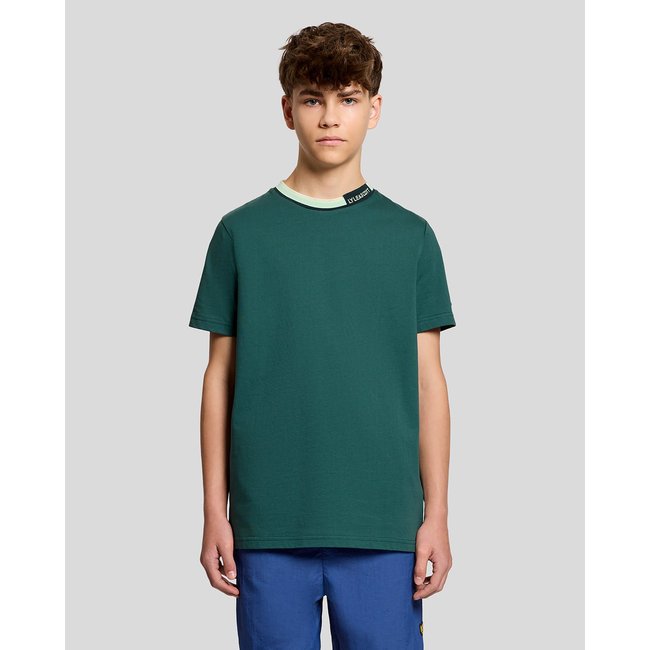 T-shirt à liserés contrastés logo au col vert everglade <span itemprop=