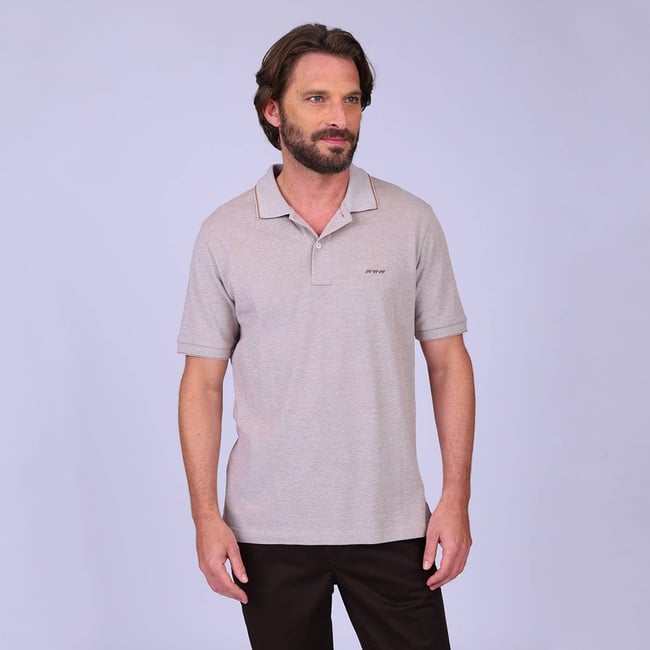 Polo chiné taupe <span itemprop=