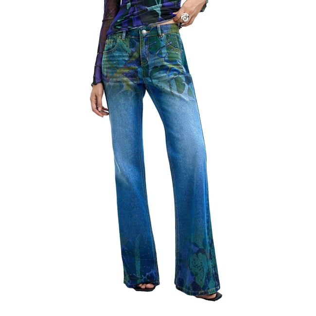 Jean flare M. C. Lacroix bleu <span itemprop=