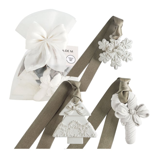 Pochon 3 décors parfumés Musc Irisé RUBANS DE FÊTE Couleur blanc <span itemprop=