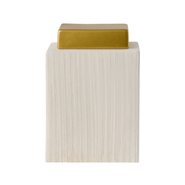 Boîte céramique déco brossé crème 24 cm - SIRINE Couleur blanc <span itemprop=