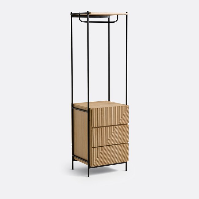 Signatures Lodge Oak Veneer and Metal 3-Drawer Wardrobe Module, natural/black, LA REDOUTE INTERIEURS