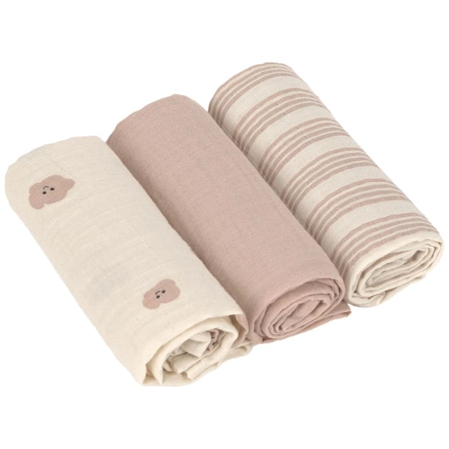 Lot de 3 langes marron, blanc <span itemprop=