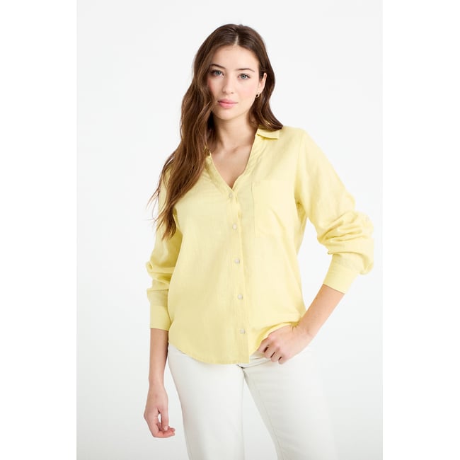 Chemise lin col V manches longues - CACHE CACHE
