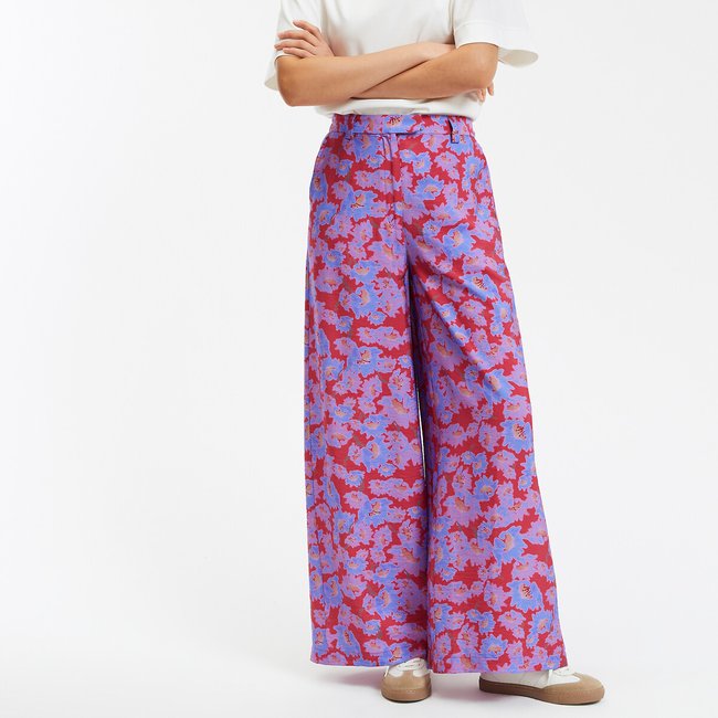 Weite High-Waist-Hose mit Blumenmuster geblümt <span itemprop=