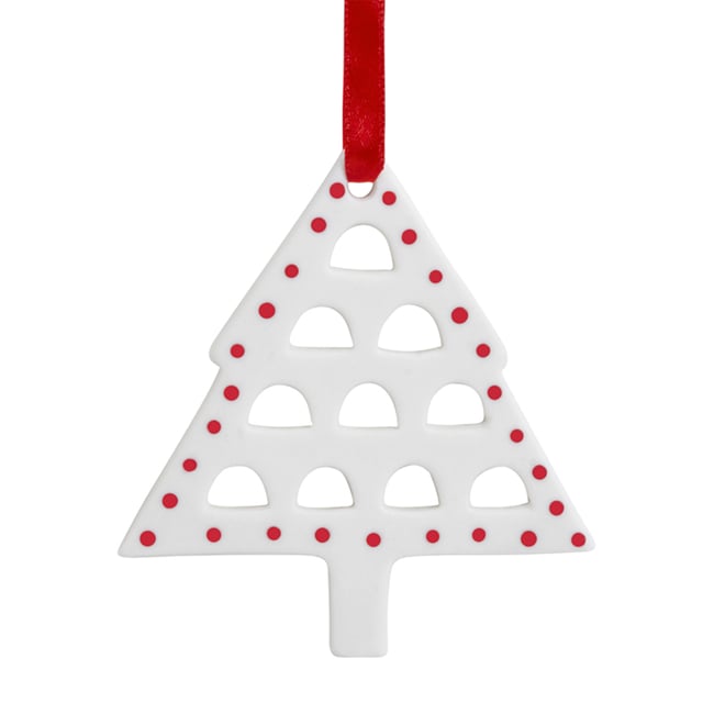 Suspension décorative sapin de noël en grès H9 Couleur blanc <span itemprop=