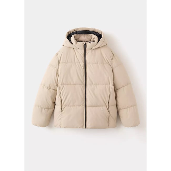 Anorak matelassé à capuche écru <span itemprop=