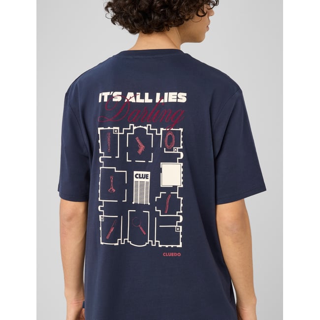 T-shirt licence cluedo bleu foncé <span itemprop=
