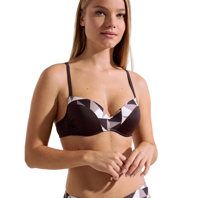 Haut maillot de bain préformé multipositions Toulouse F à G marron <span itemprop=