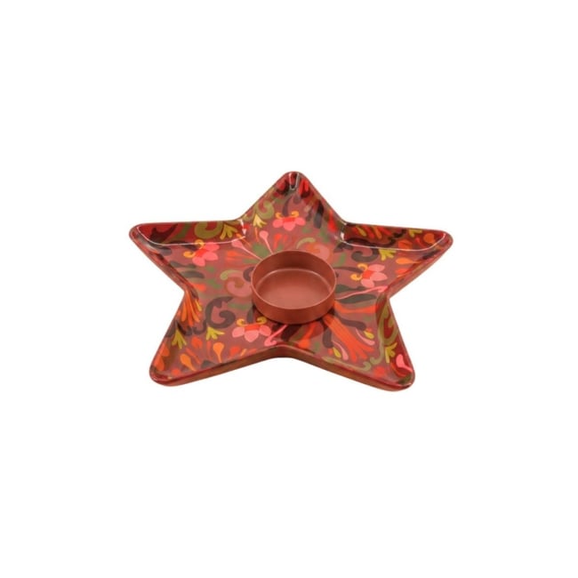 Bougeoir étoile en métal laqué Couleur rose <span itemprop=