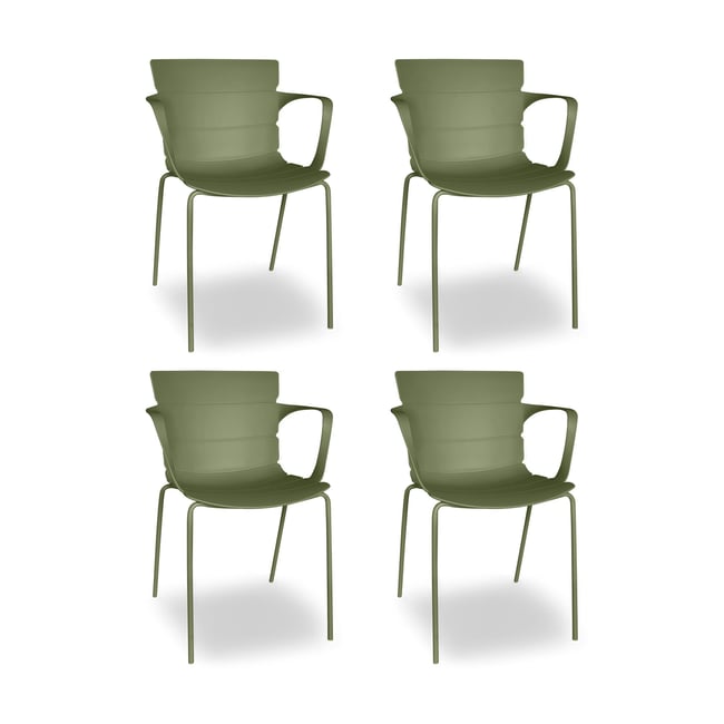 Lot de 4 fauteuils de table de jardin en polypropylène et métal, MONTAUK - NOW'S HOME
