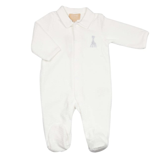 Pyjama naissance - Écru - Velours jacquard crudo <span itemprop=