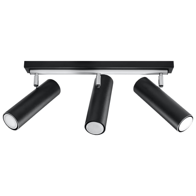 Plafonnier Acier Noir GU10 3 Direzione Couleur noir <span itemprop=