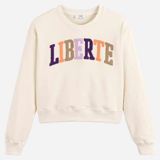 Sudadera con mensaje de manga larga y cuello redondo, SANDY crudo <span itemprop=