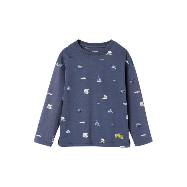 T-shirt manches longues bleu moyen <span itemprop=