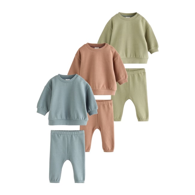 Sweat et pantalon de jogging bébé, 6 pièces marron/bleu/vert <span itemprop=